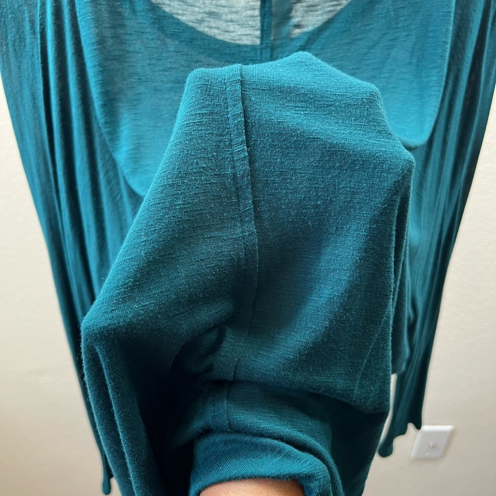 Long Sleeve High Low Top Green Layering Basic Oversized T Shirt Casual Blouse BF - Picture 8 of 17